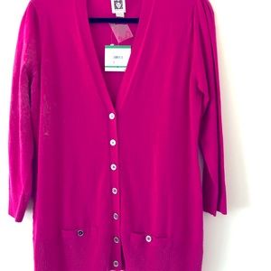 Anne Klein Fuchsia Cardigan NWT Large